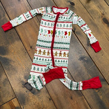 Load image into Gallery viewer, Christmas Gingerbread Bamboo Convertible Footie 3T
