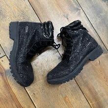 Load image into Gallery viewer, side zip sparkle combat boot 3Y
