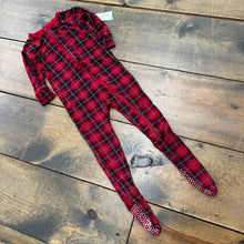 Load image into Gallery viewer, Christmas Plaid Bamboo Footie Sleeper 18/24M
