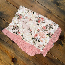 Load image into Gallery viewer, Vintage Pink Rose Ruffle Luxette Patoo Bamboo Blanket
