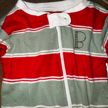 Load image into Gallery viewer, "B" Embroidered Christmas Footie Pajamas 18M
