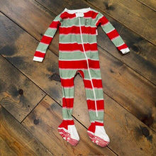 Load image into Gallery viewer, "B" Embroidered Christmas Footie Pajamas 18M
