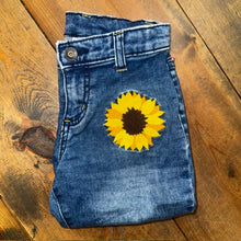 Load image into Gallery viewer, Embroidered Sunflower Adjustable Waist Denim Jeans 7
