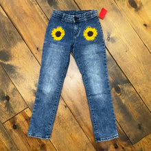 Load image into Gallery viewer, Embroidered Sunflower Adjustable Waist Denim Jeans 7
