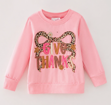 Load image into Gallery viewer, Give Thanks Leopard Bow Thanksgiving Shirt 12
