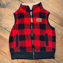 Load image into Gallery viewer, plaid fleece vest 6M
