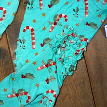 Load image into Gallery viewer, Bamboo Ruffled Christmas Candy Cane Romper 18/24m
