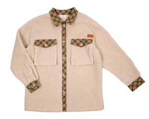 QUILTED BUTTON UP SHACKET - CREAM